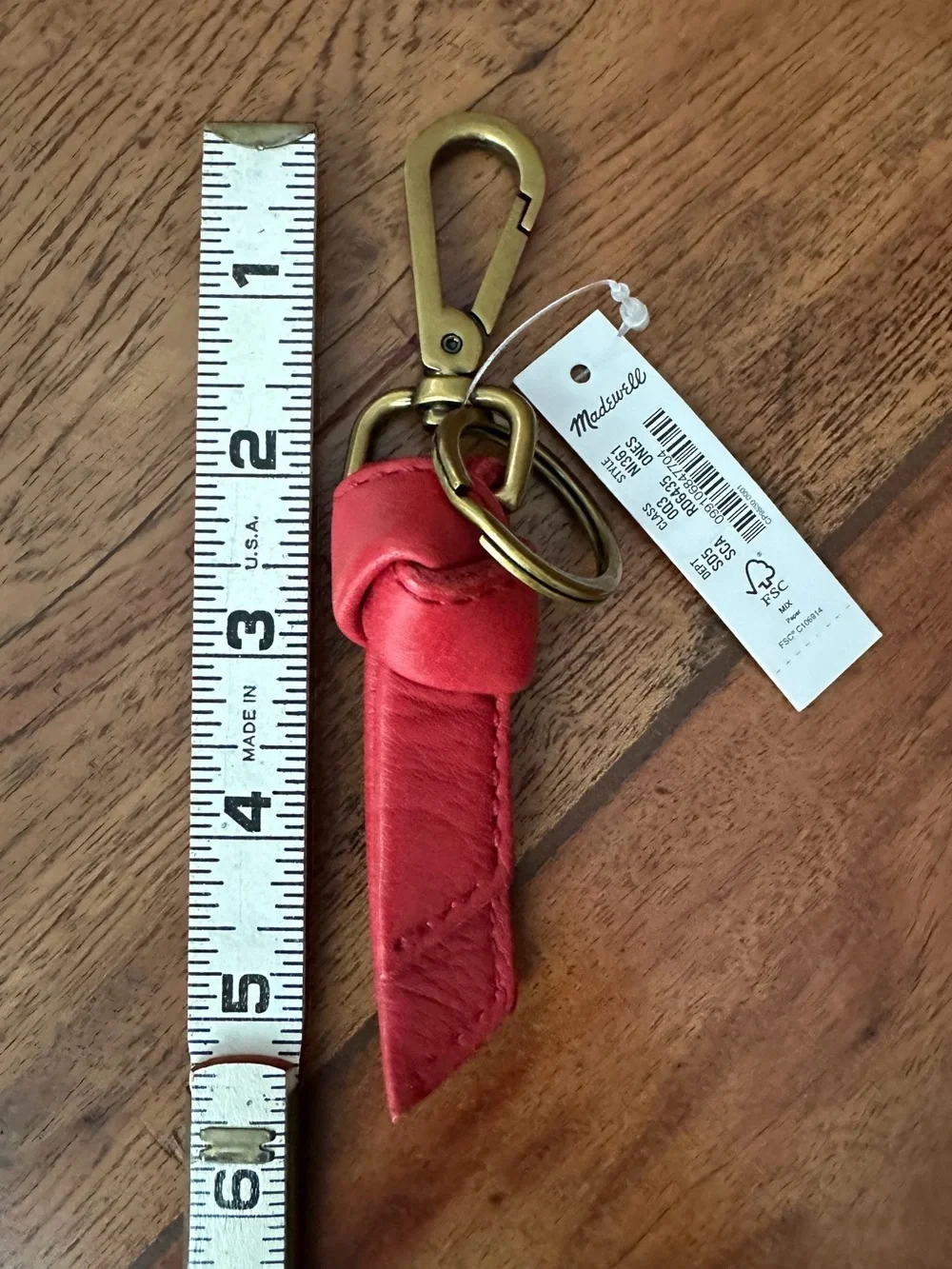 ☀️ New! MADEWELL Sydney Key Fob — Rosy Hibiscus Leather Keychain